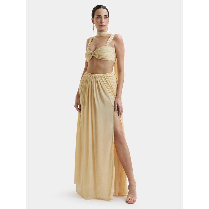 Bouji Cream Solid/Plain Morgana Gathered Maxi Skirt