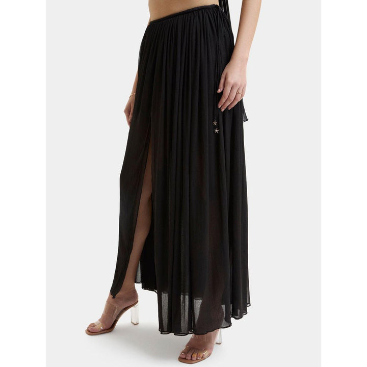 Bouji Black Solid/Plain Morgana Gathered Maxi Skirt