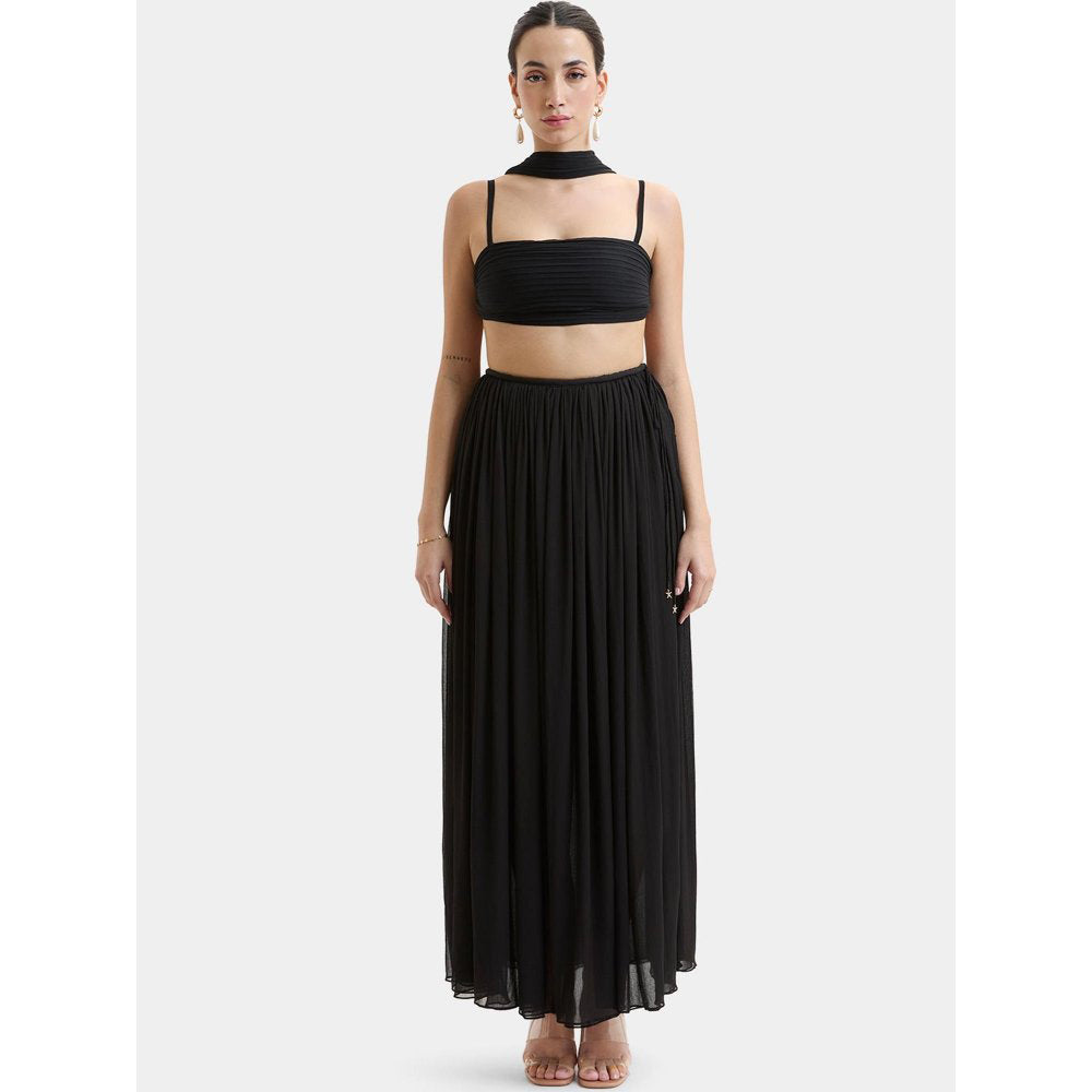 Bouji Black Solid/Plain Morgana Gathered Maxi Skirt