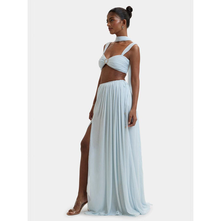 Bouji Blue Solid/Plain Morgana Gathered Maxi Skirt