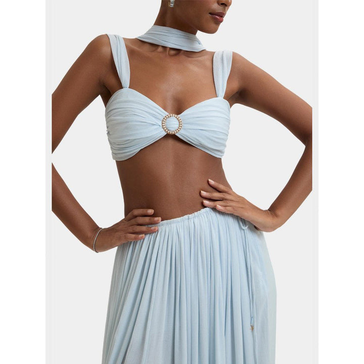 Bouji Blue Embellished/Sequined Morgana Buckle Bustier Top