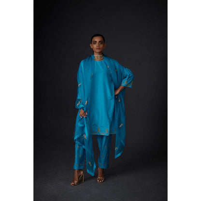 BRIH Turquoise Embroidered Dupatta