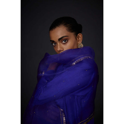 BRIH Persian Blue Embroidered Dupatta