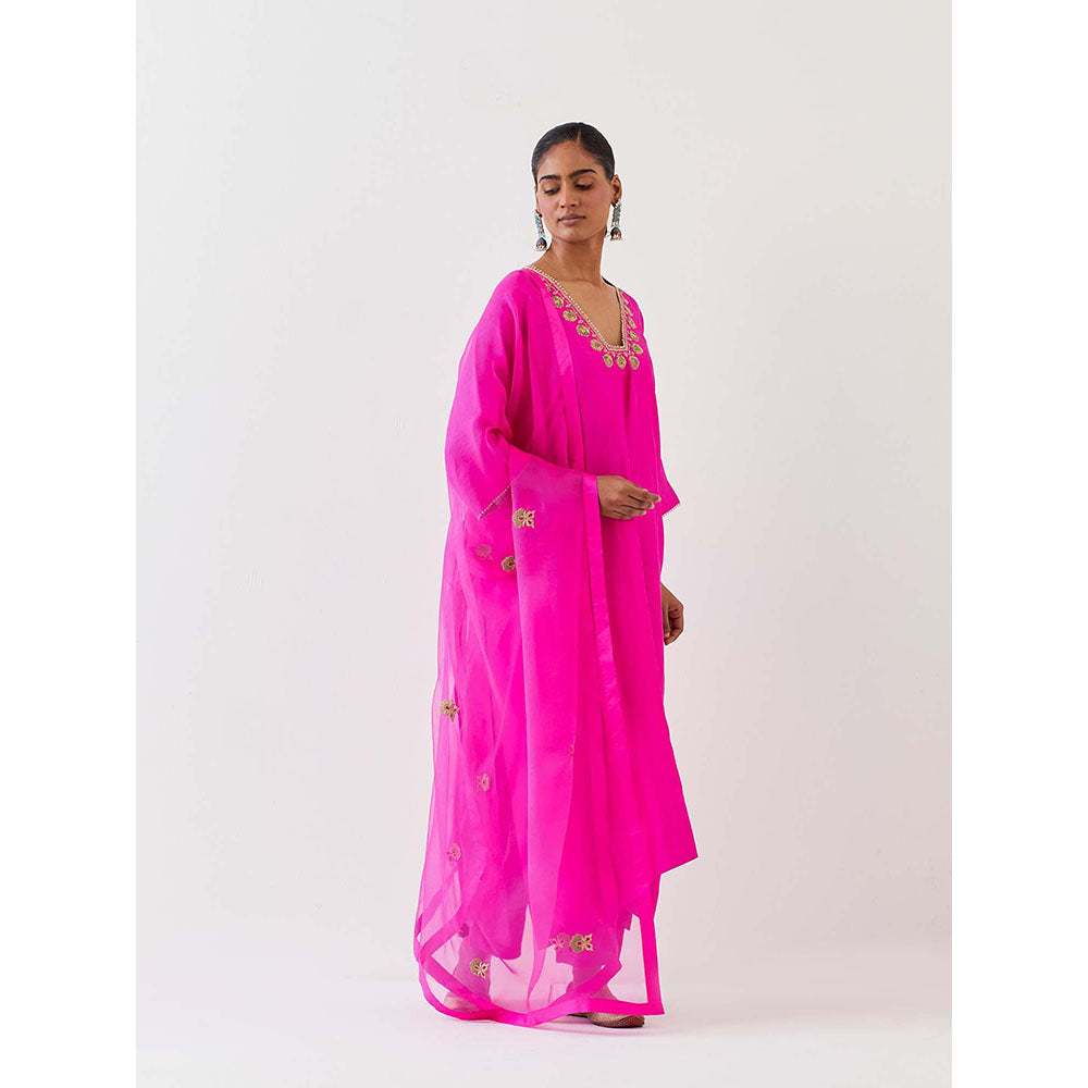 BRIH Pink Embroidered Dupatta