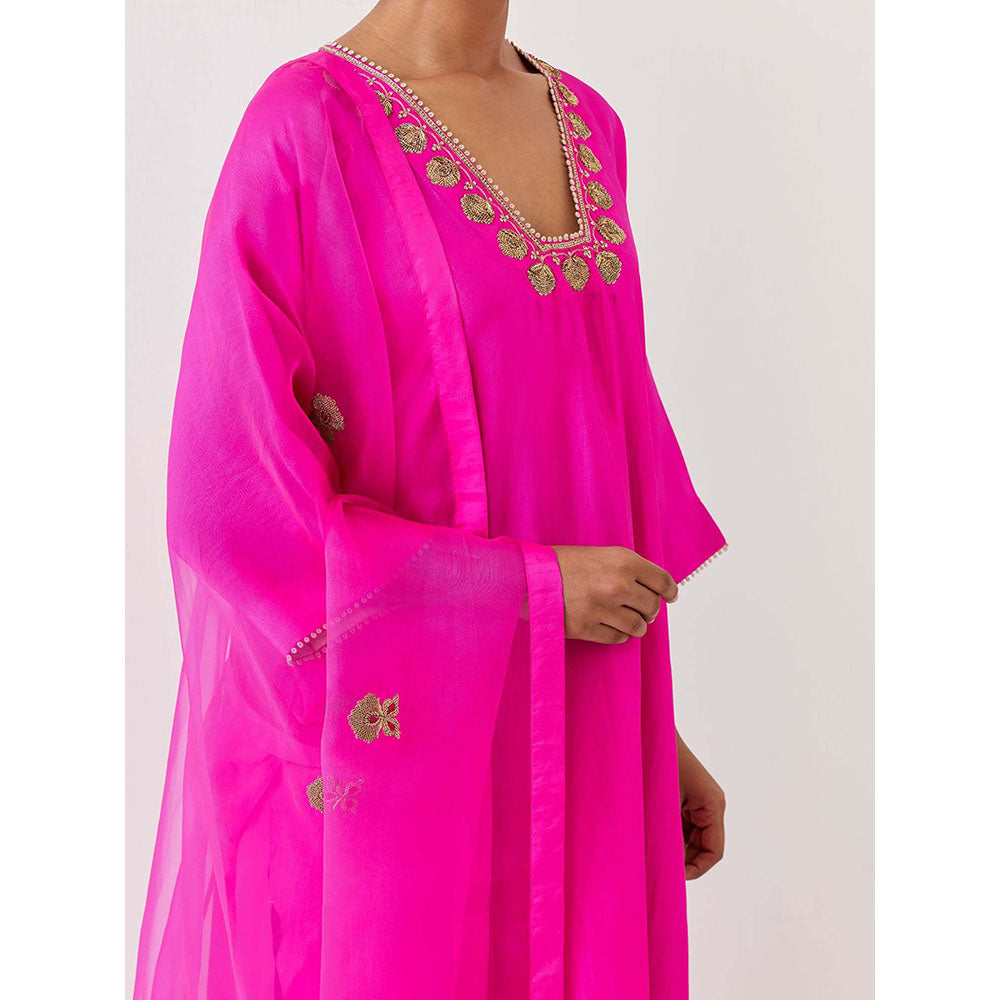 BRIH Pink Embroidered Dupatta