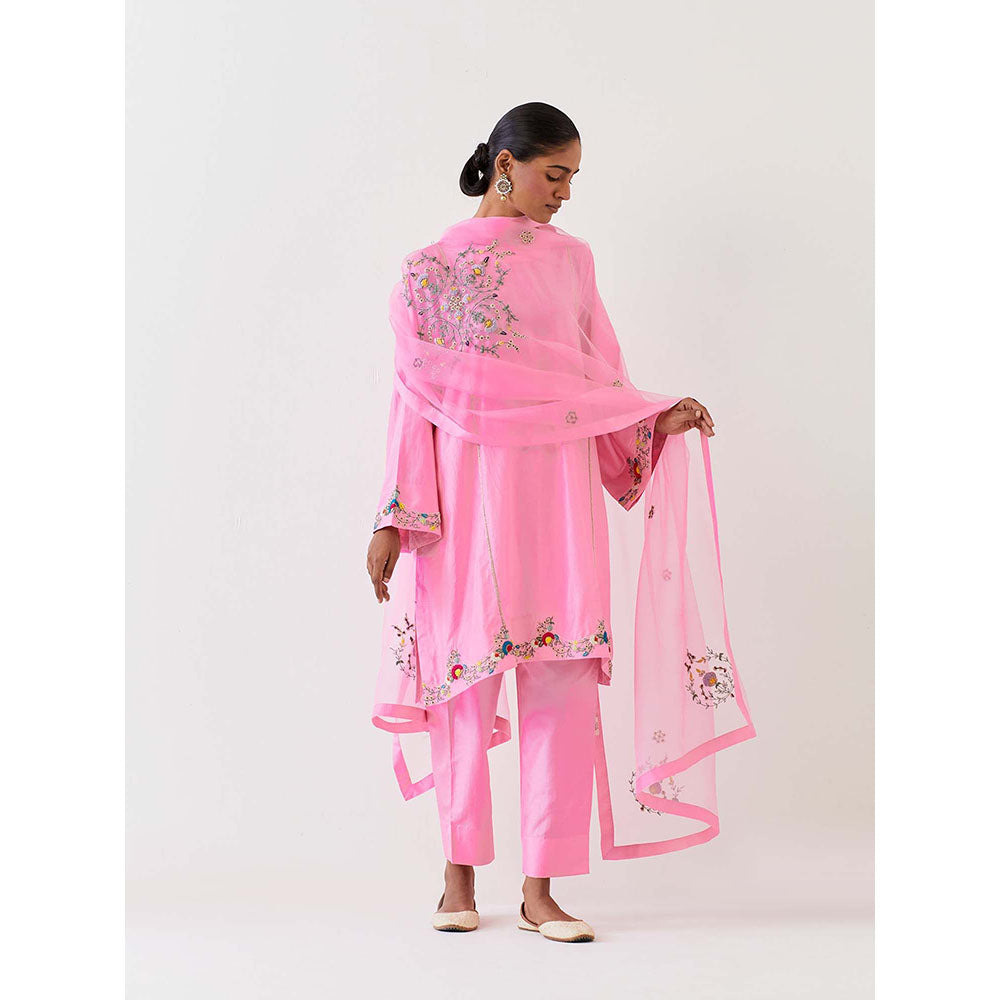 BRIH Pink Embroidered Dupatta