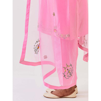 BRIH Pink Embroidered Dupatta