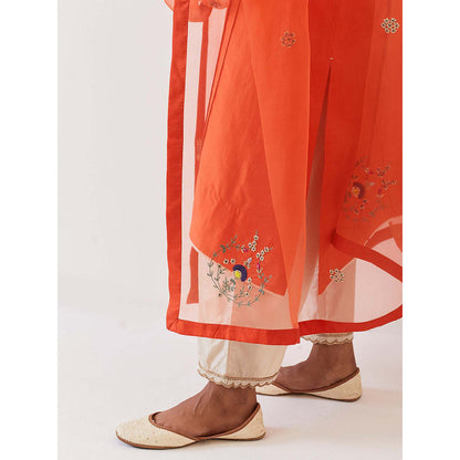 BRIH Rust Embroidered Dupatta
