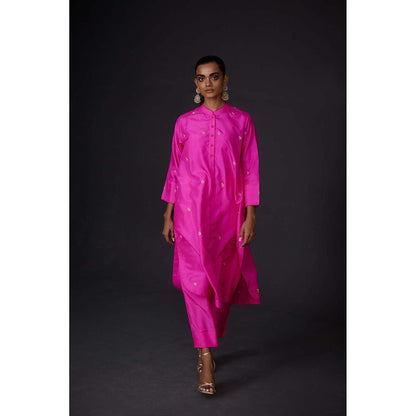 BRIH Hot Pink Embroidered Kurta with Pant (Set of 2)