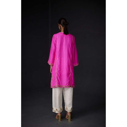 BRIH Hot Pink Embroidered Kurta with Pant (Set of 2)