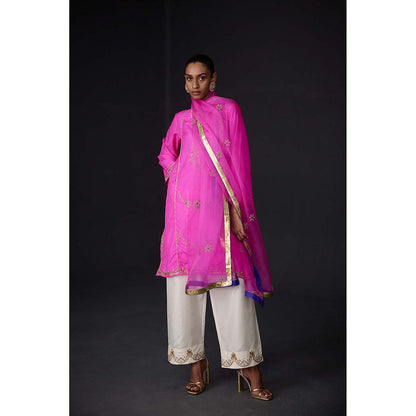 BRIH Hot Pink Embroidered Kurta with Pant (Set of 2)