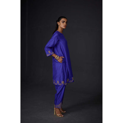 BRIH Persian Blue Embroidered Kurta with Pant (Set of 2)