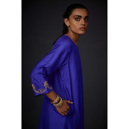 BRIH Persian Blue Embroidered Kurta with Pant (Set of 2)