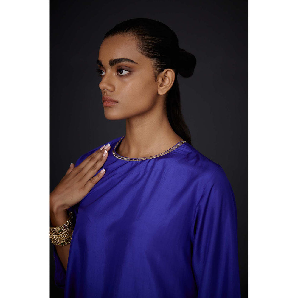 BRIH Persian Blue Embroidered Kurta with Pant (Set of 2)