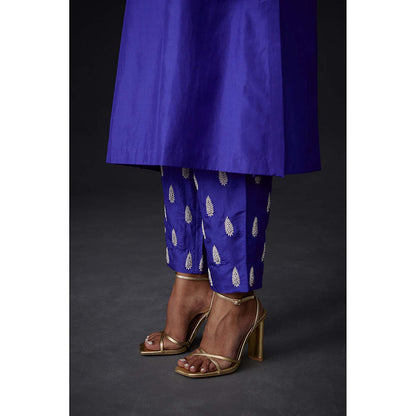 BRIH Persian Blue Embroidered Kurta with Pant (Set of 2)