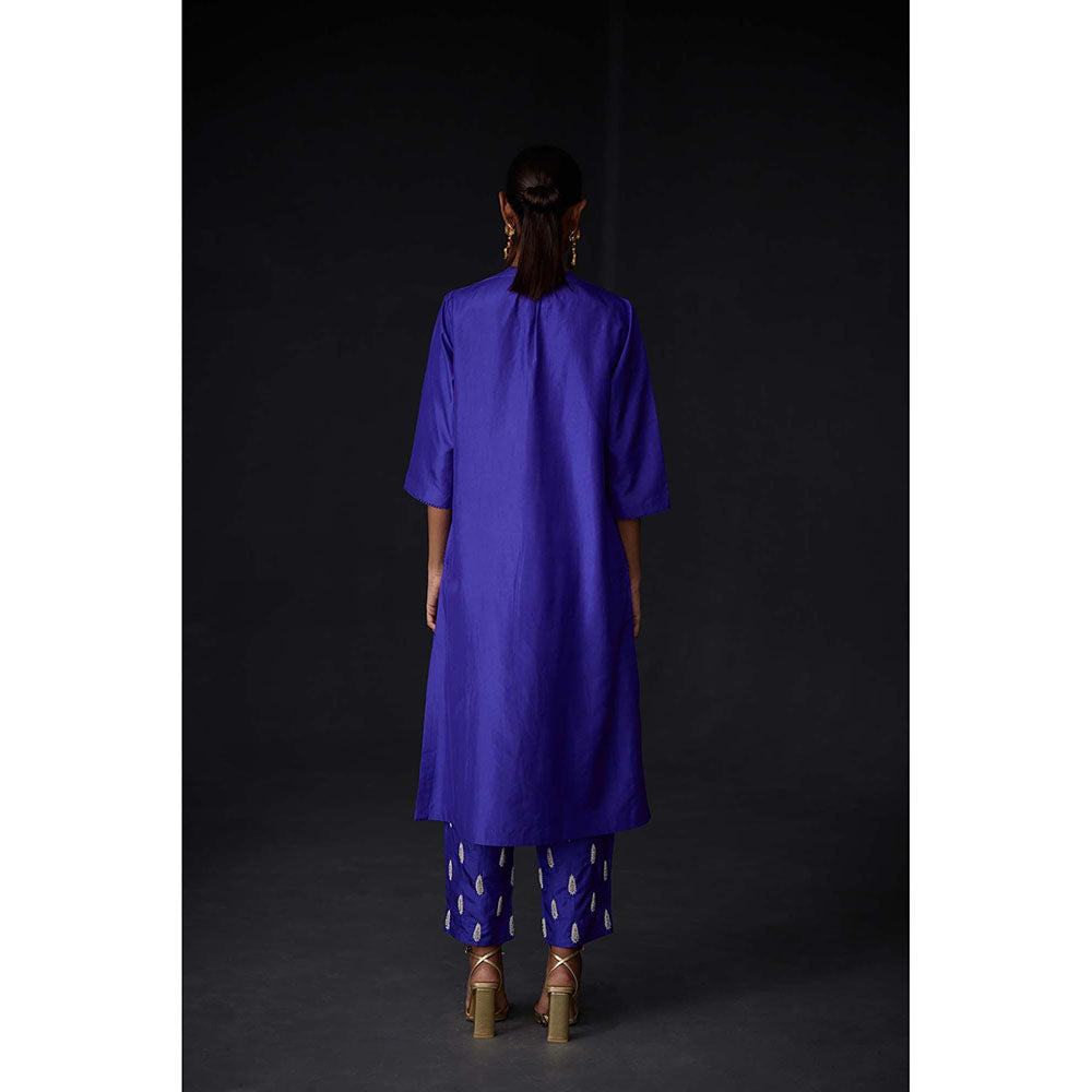 BRIH Persian Blue Embroidered Kurta with Pant (Set of 2)