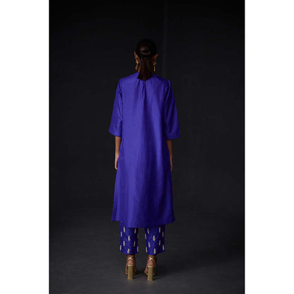 BRIH Persian Blue Embroidered Kurta with Pant (Set of 2)