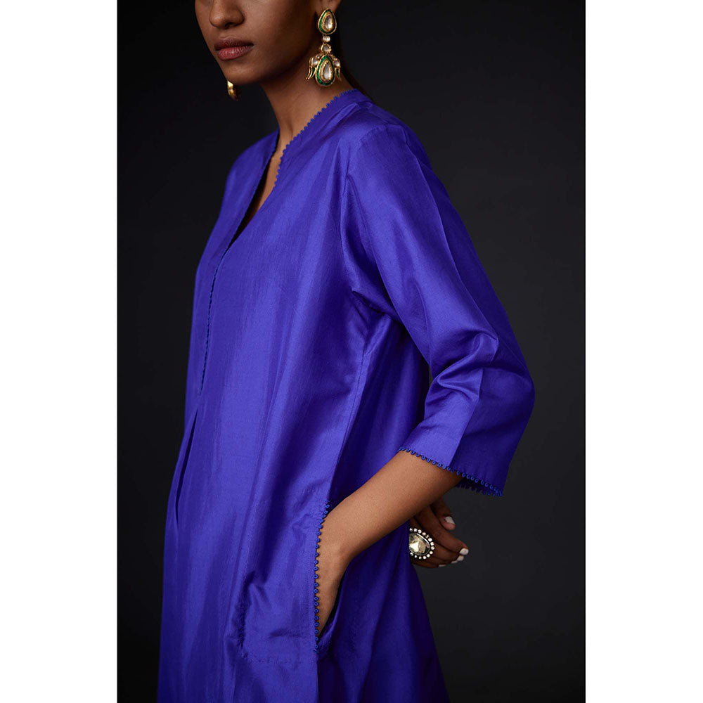 BRIH Persian Blue Embroidered Kurta with Pant (Set of 2)