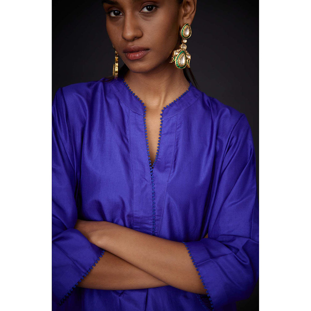 BRIH Persian Blue Embroidered Kurta with Pant (Set of 2)