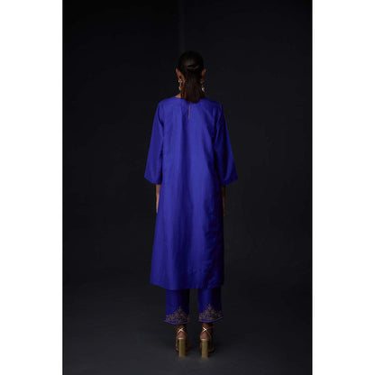 BRIH Persian Blue Embroidered Kurta with Pant (Set of 2)