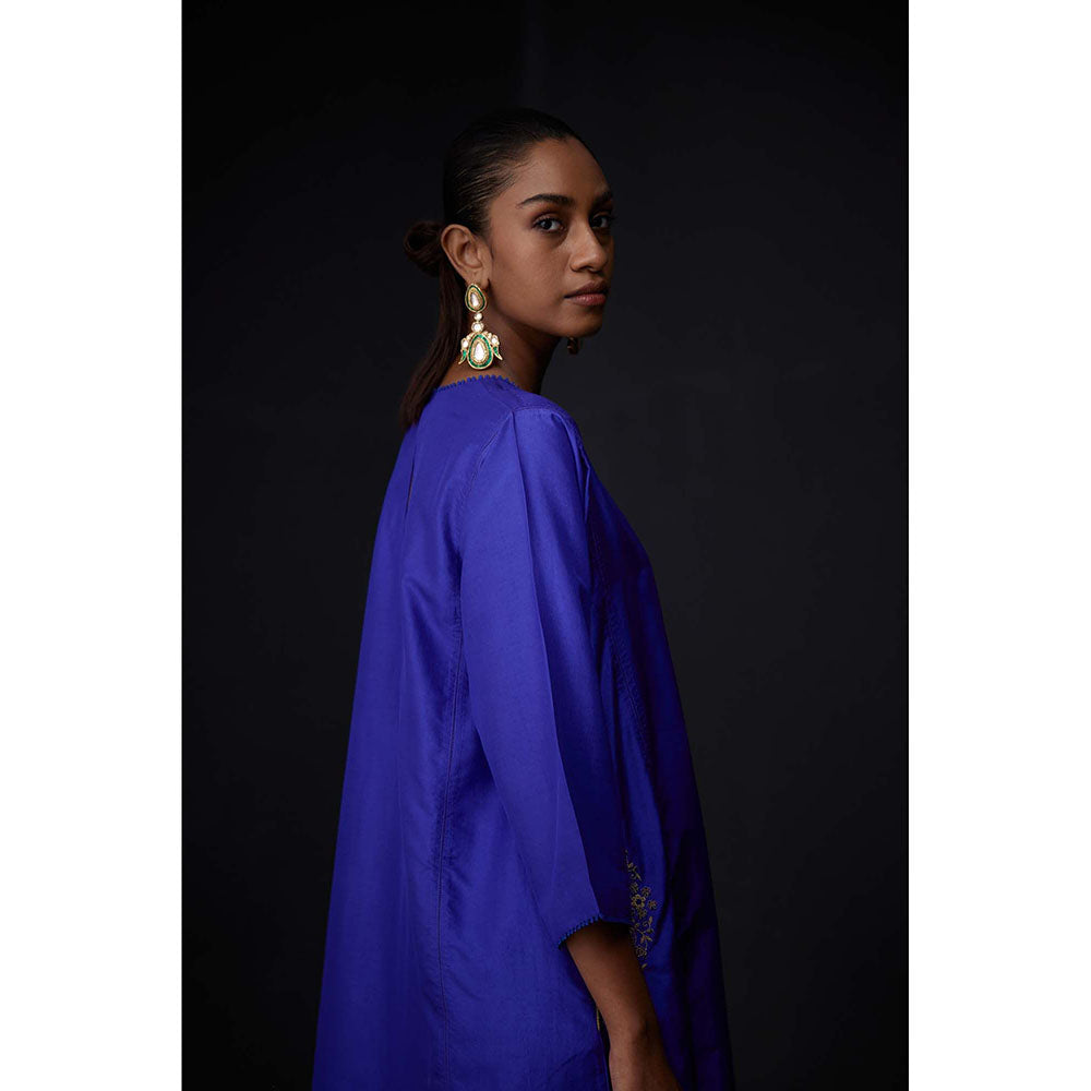 BRIH Persian Blue Embroidered Kurta with Pant (Set of 2)