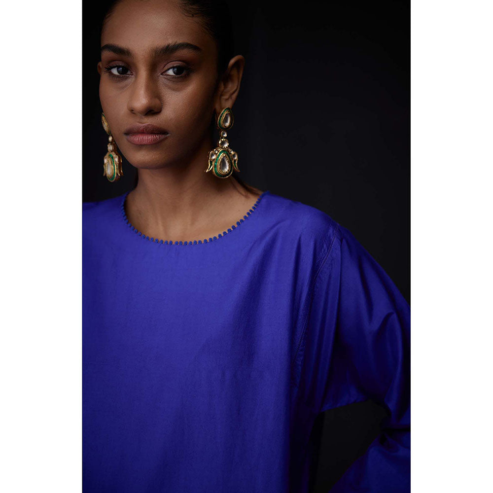 BRIH Persian Blue Embroidered Kurta with Pant (Set of 2)