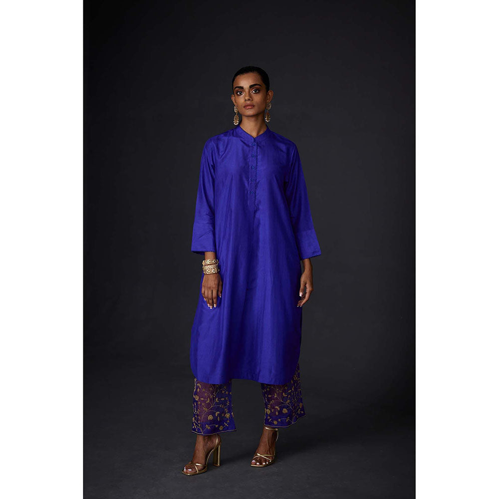 BRIH Persian Blue Embroidered Kurta with Pant (Set of 2)