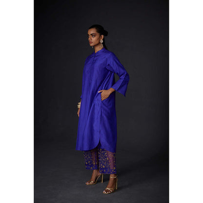BRIH Persian Blue Embroidered Kurta with Pant (Set of 2)