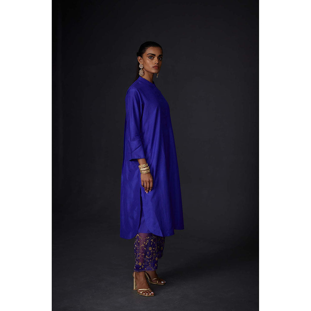 BRIH Persian Blue Embroidered Kurta with Pant (Set of 2)