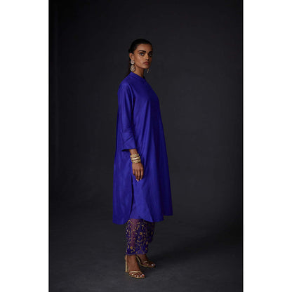 BRIH Persian Blue Embroidered Kurta with Pant (Set of 2)