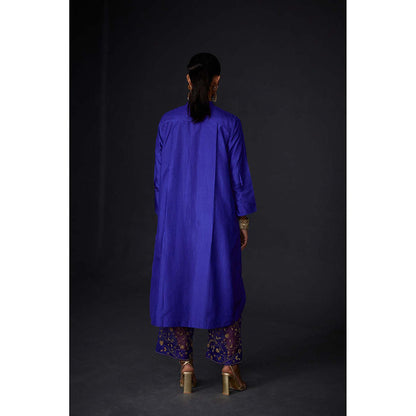 BRIH Persian Blue Embroidered Kurta with Pant (Set of 2)