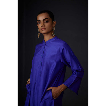 BRIH Persian Blue Embroidered Kurta with Pant (Set of 2)