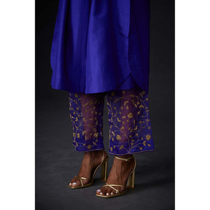 BRIH Persian Blue Embroidered Kurta with Pant (Set of 2)