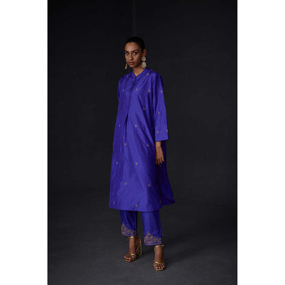 BRIH Persian Blue Embroidered Kurta with Pant (Set of 2)