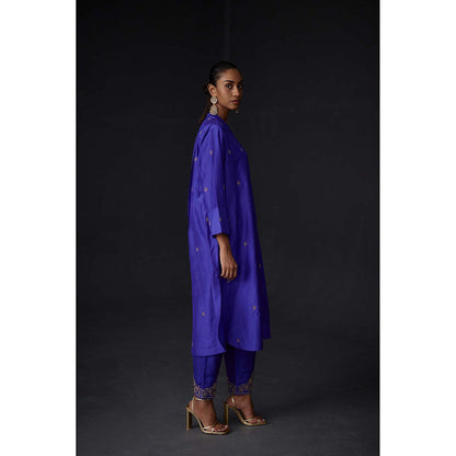 BRIH Persian Blue Embroidered Kurta with Pant (Set of 2)