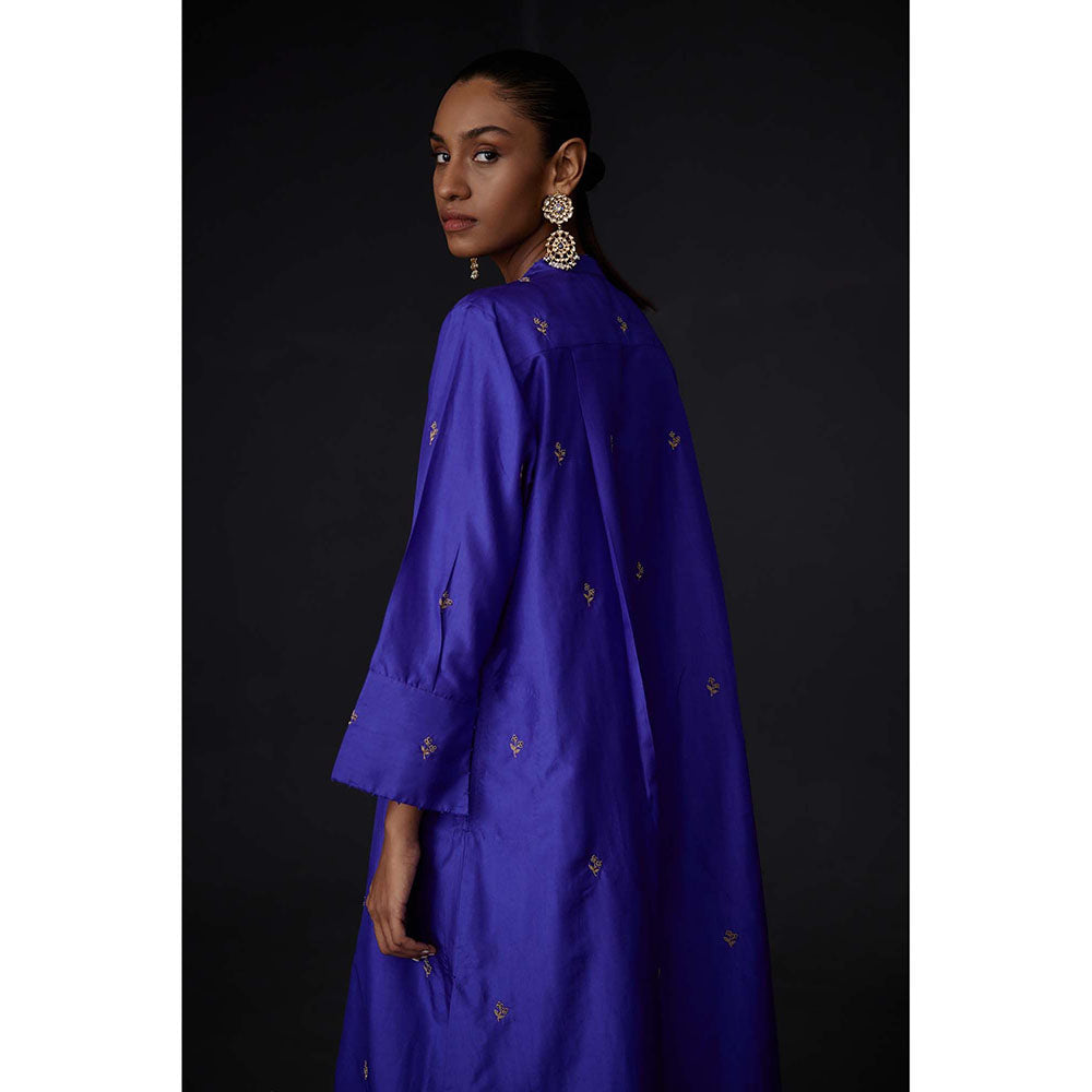 BRIH Persian Blue Embroidered Kurta with Pant (Set of 2)