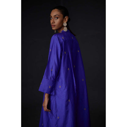 BRIH Persian Blue Embroidered Kurta with Pant (Set of 2)