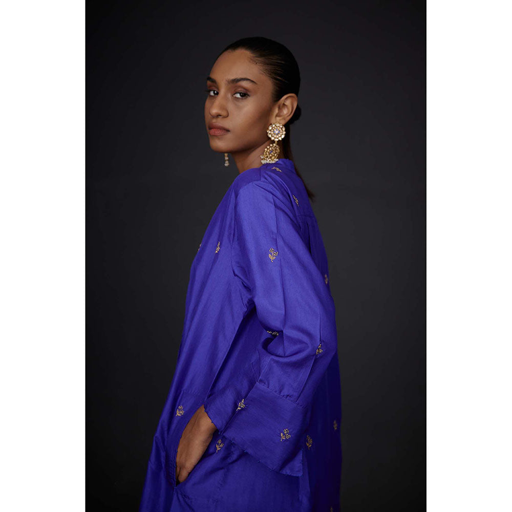 BRIH Persian Blue Embroidered Kurta with Pant (Set of 2)