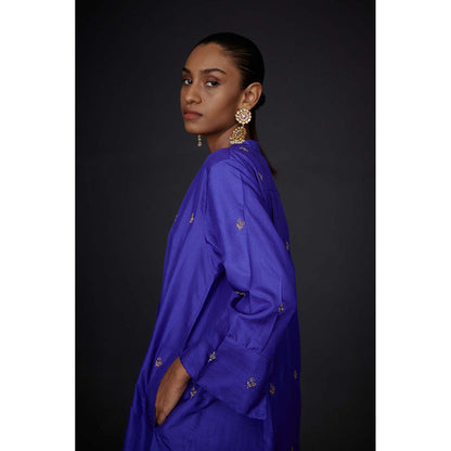 BRIH Persian Blue Embroidered Kurta with Pant (Set of 2)