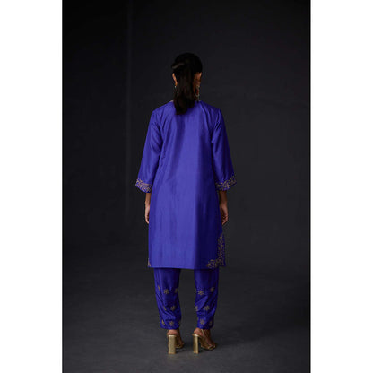 BRIH Persian Blue Embroidered Kurta with Pant (Set of 2)