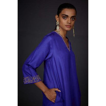 BRIH Persian Blue Embroidered Kurta with Pant (Set of 2)