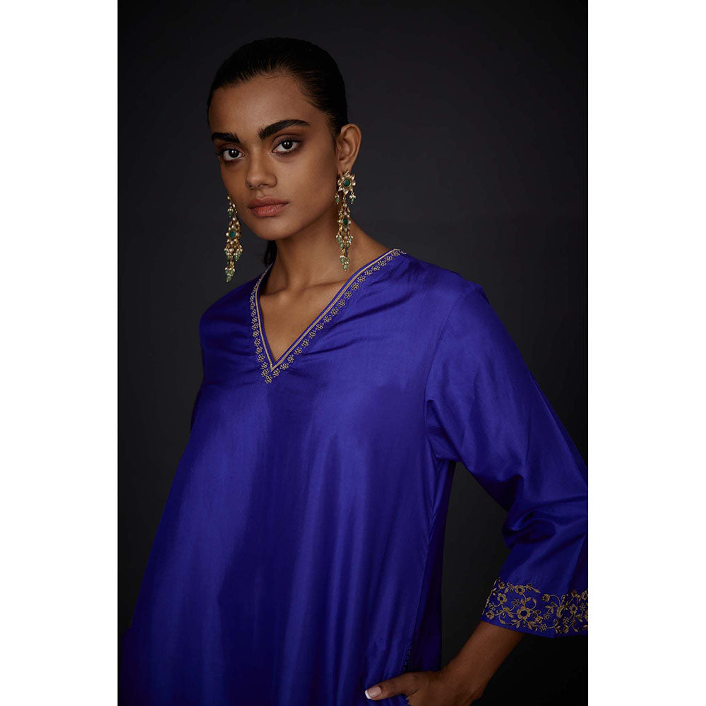 BRIH Persian Blue Embroidered Kurta with Pant (Set of 2)