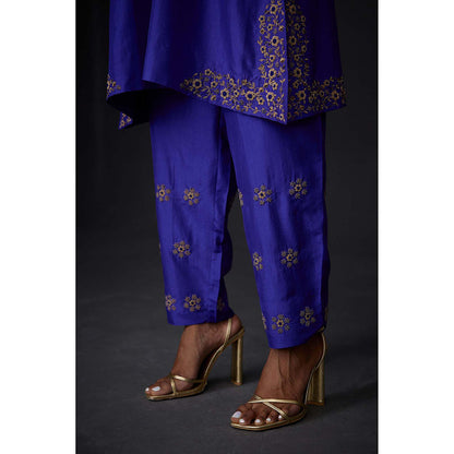 BRIH Persian Blue Embroidered Kurta with Pant (Set of 2)