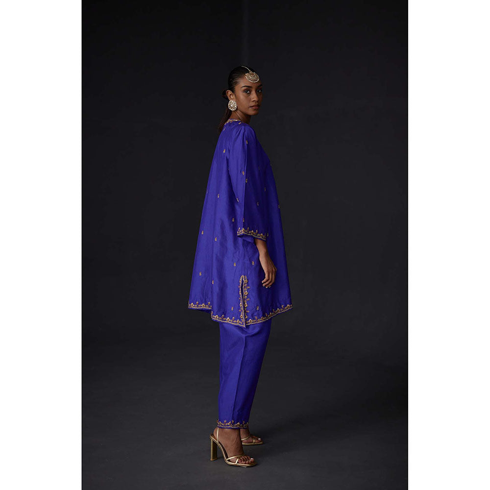 BRIH Persian Blue Embroidered Kurta with Pant (Set of 2)