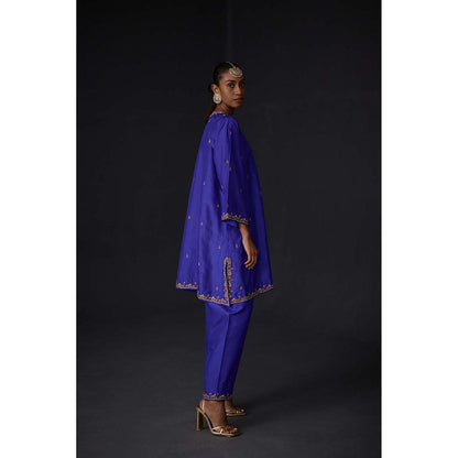 BRIH Persian Blue Embroidered Kurta with Pant (Set of 2)