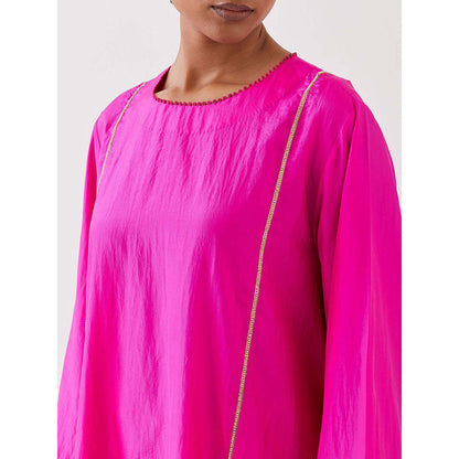 BRIH Pink Embroidered Kurta with Pant (Set of 2)