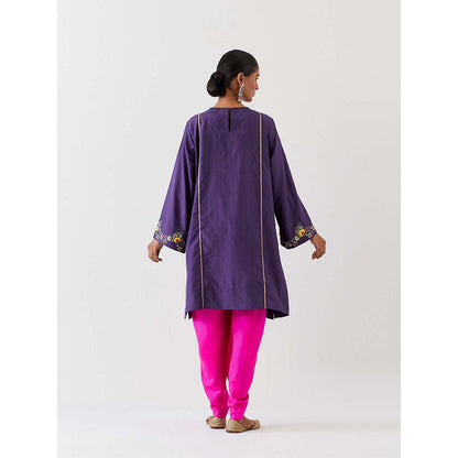 BRIH Grape Purple Embroidered Kurta with Dhoti (Set of 2)