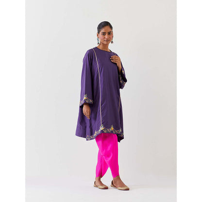 BRIH Grape Purple Embroidered Kurta with Dhoti (Set of 2)