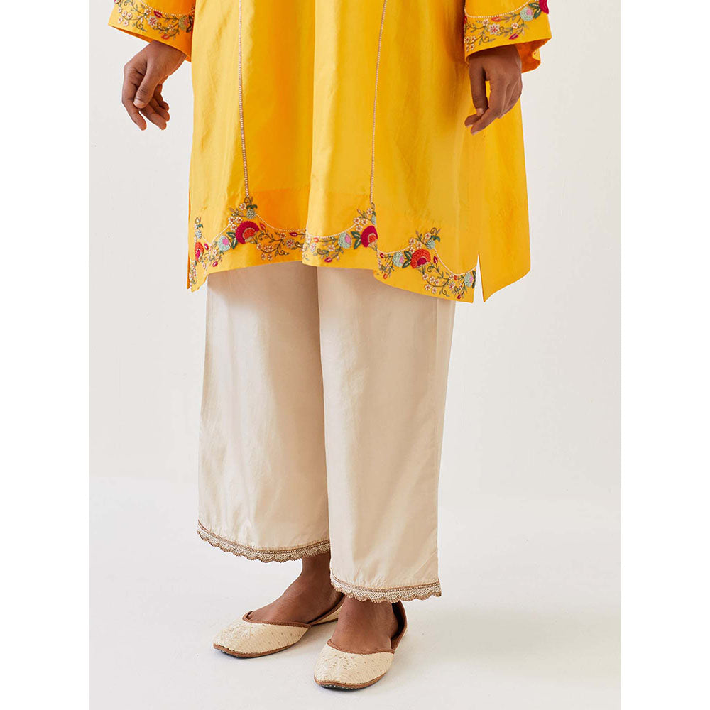 BRIH Mango Yellow Embroidered Kurta with Pant (Set of 2)