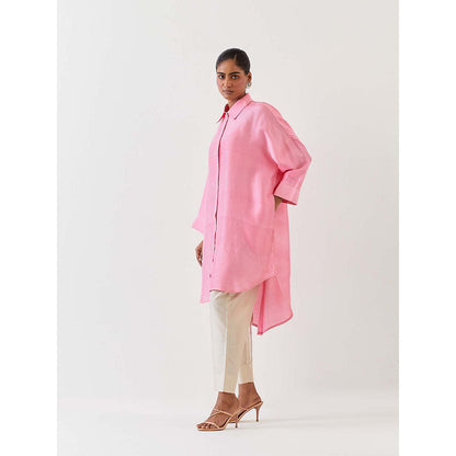 BRIH Pink Embroidered Kurta with Pant (Set of 2)